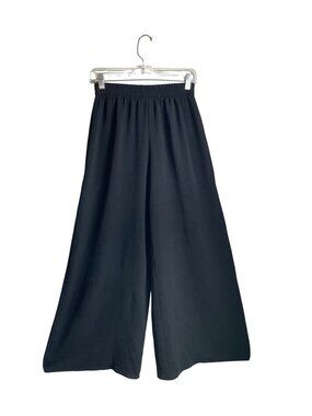 Zara Womens Small Wide-Leg Pull On Black Pants Lightweight Minimalist Flowy